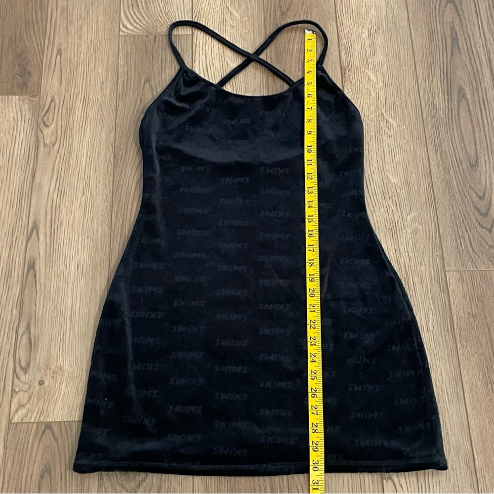 SKIMS Logo Velour Slip Dress Black - Picture 9 of 12